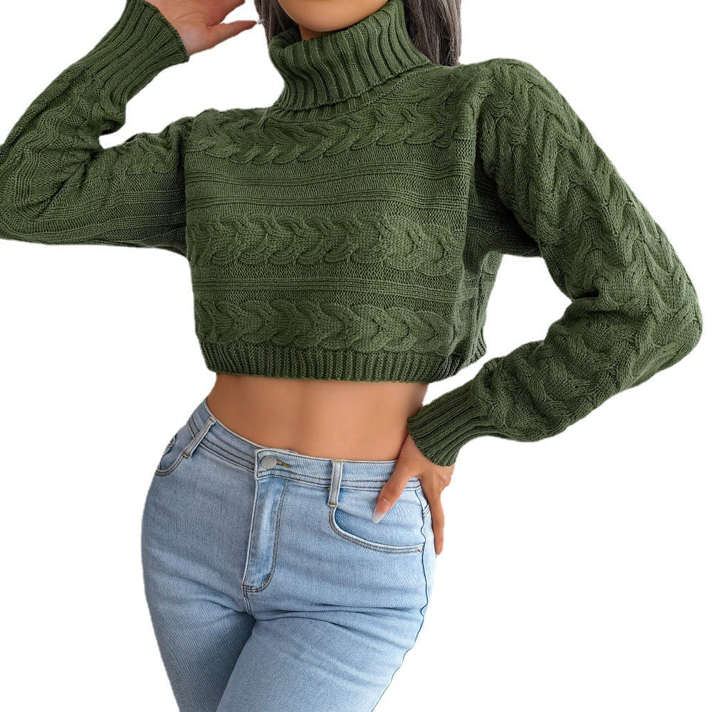 Gemütlicher Strickpullover mit Zopfmuster & Hohem Kragen – Casual Edition